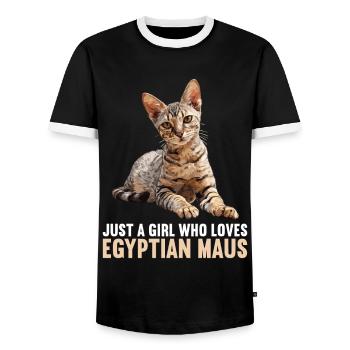 Mau égyptien Chaton Chat égyptien Mau - T-shirt contrasté Homme - noir/blanc - Devant - AI Model Female 172 light (172cm) & AI Model Male 178 light (178cm)
