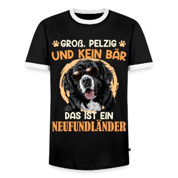 Neufundländer GROSS PELZIG UND KEIN BÄR Lustiges - Männer Kontrast-T-Shirt - Schwarz/Weiß - Vorne - AI Model Female 172 light (172cm) & AI Model Male 178 light (178cm)