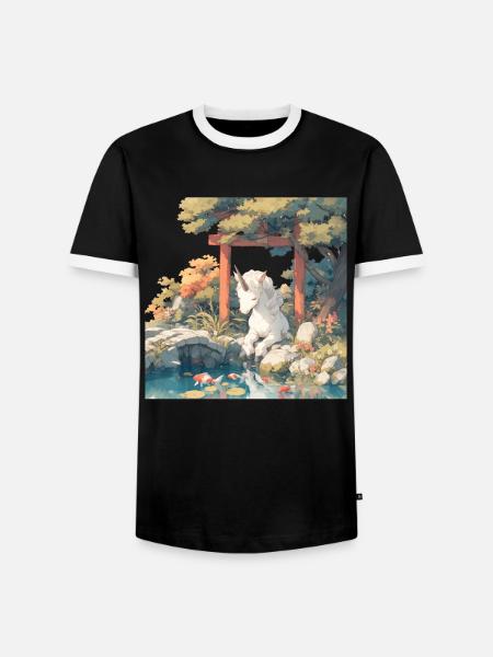 Einhorn Kawaii Japanisch - Männer Kontrast-T-Shirt - Schwarz/Weiß