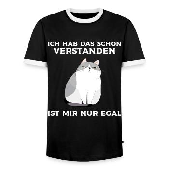 Je comprends, mais je m’en fous - T-shirt contrasté Homme - noir/blanc - Devant - AI Model Female 172 light (172cm) & AI Model Male 178 light (178cm)
