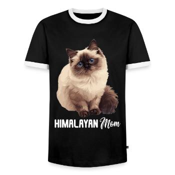 Chat de l’Himalaya Colourpoint Katze - T-shirt contrasté Homme - noir/blanc - Devant - AI Model Female 172 light (172cm) & AI Model Male 178 light (178cm)