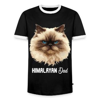 Chat de l’Himalaya Colourpoint Katze - T-shirt contrasté Homme - noir/blanc - Devant - AI Model Female 172 light (172cm) & AI Model Male 178 light (178cm)