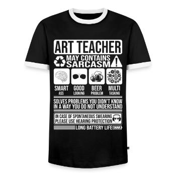 Art Teacher Sarcasm funny Gift Art Teacher - Men's Ringer Shirt - black/white - Front - AI Model Female 172 light (172cm) & AI Model Male 178 light (178cm)
