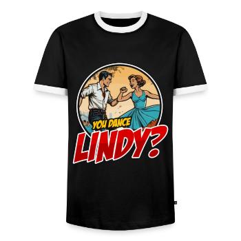 Swing Dance You Dance Lindy Dancing Swing Dancer - Men's Ringer Shirt - black/white - Front - AI Model Female 172 light (172cm) & AI Model Male 178 light (178cm)