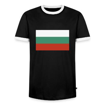 Drapeau de la Bulgarie - T-shirt contrasté Homme - noir/blanc - Devant - AI Model Female 172 light (172cm) & AI Model Male 178 light (178cm)