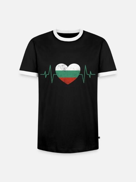 Bulgarien Herzschlag - Männer Kontrast-T-Shirt - Schwarz/Weiß