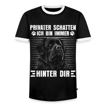 Newfie PRIVATER SCHATTEN BIN IMMER HINTER DIR - Männer Kontrast-T-Shirt - Schwarz/Weiß - Vorne - AI Model Female 172 light (172cm) & AI Model Male 178 light (178cm)