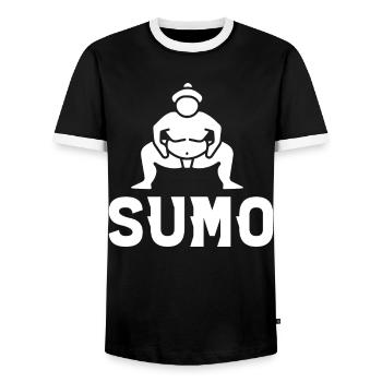 Sumo - Men's Ringer Shirt - black/white - Front - AI Model Female 172 light (172cm) & AI Model Male 178 light (178cm)