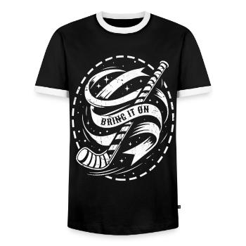 Bâton de hockey sur glace gardien de but - T-shirt contrasté Homme - noir/blanc - Devant - AI Model Female 172 light (172cm) & AI Model Male 178 light (178cm)