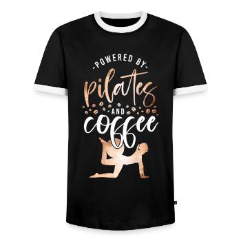 Pilates Instructor Teacher Coffee - Men's Ringer Shirt - black/white - Front - AI Model Female 172 light (172cm) & AI Model Male 178 light (178cm)