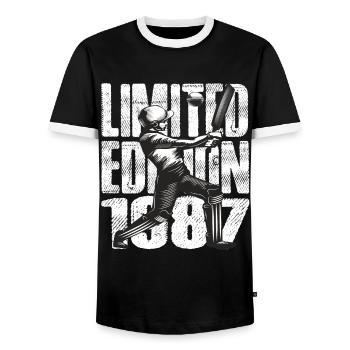 Limited Edition 1987 Limited Edition Cricket - Männer Kontrast-T-Shirt - Schwarz/Weiß - Vorne - AI Model Female 172 light (172cm) & AI Model Male 178 light (178cm)