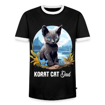 Korat Chaton Korat Chat - T-shirt contrasté Homme - noir/blanc - Devant - AI Model Female 172 light (172cm) & AI Model Male 178 light (178cm)