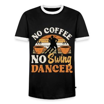 Swing Dancer No Coffee No Swing Music Coffee Lover - Men's Ringer Shirt - black/white - Front - AI Model Female 172 light (172cm) & AI Model Male 178 light (178cm)