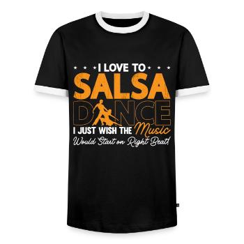 Salsa Dance I Love To Salsa Dancing Salsa Dancer - Men's Ringer Shirt - black/white - Front - AI Model Female 172 light (172cm) & AI Model Male 178 light (178cm)