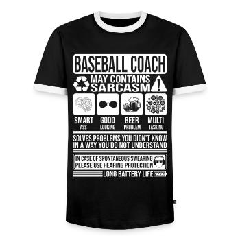 Baseball Coach Sarcasm funny Gift Baseball Coach - Men's Ringer Shirt - black/white - Front - AI Model Female 172 light (172cm) & AI Model Male 178 light (178cm)