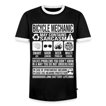 Bicycle Mechanic Sarcasm funny Gift Bicycle - Men's Ringer Shirt - black/white - Front - AI Model Female 172 light (172cm) & AI Model Male 178 light (178cm)
