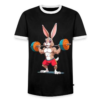 Funny Bodybuilder Animal Iknonic Workout - Men's Ringer Shirt - black/white - Front - AI Model Female 172 light (172cm) & AI Model Male 178 light (178cm)
