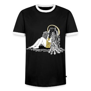Engel Engelchen Flügel - Männer Kontrast-T-Shirt - Schwarz/Weiß - Vorne - AI Model Female 172 light (172cm) & AI Model Male 178 light (178cm)