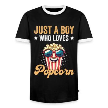 Juste un garçon qui aime le pop-corn - T-shirt contrasté Homme - noir/blanc - Devant - AI Model Female 172 light (172cm) & AI Model Male 178 light (178cm)