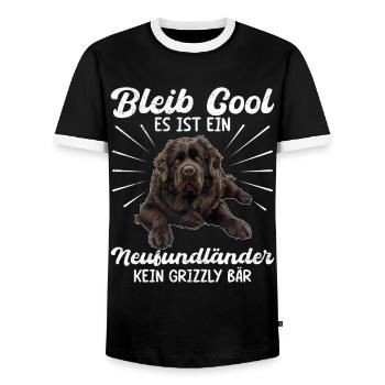 Neufundländer BLEIB COOL KEIN GRIZZLY BÄR NUR - Männer Kontrast-T-Shirt - Schwarz/Weiß - Vorne - AI Model Female 172 light (172cm) & AI Model Male 178 light (178cm)