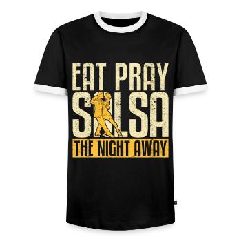 Salsa Dance Eat Pray Salsa The Night SDance Sport - Men's Ringer Shirt - black/white - Front - AI Model Female 172 light (172cm) & AI Model Male 178 light (178cm)