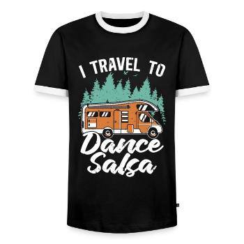 Salsa Dance I Travel To Dance Salsa Mambo Music - Men's Ringer Shirt - black/white - Front - AI Model Female 172 light (172cm) & AI Model Male 178 light (178cm)