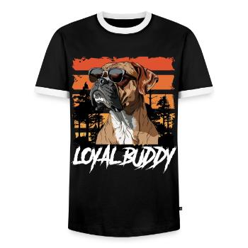 Deutscher Boxer Hund LOYAL BUDDY Vintage - Männer Kontrast-T-Shirt - Schwarz/Weiß - Vorne - AI Model Female 172 light (172cm) & AI Model Male 178 light (178cm)