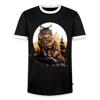 Maine Coon Kätzchen Maine Coon Katze - Männer Kontrast-T-Shirt - Schwarz/Weiß - Vorne - AI Model Female 172 light (172cm) & AI Model Male 178 light (178cm)