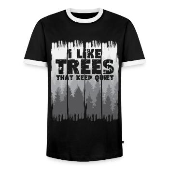 Arbres silencieux Silence humoristique - T-shirt contrasté Homme - noir/blanc - Devant - AI Model Female 172 light (172cm) & AI Model Male 178 light (178cm)