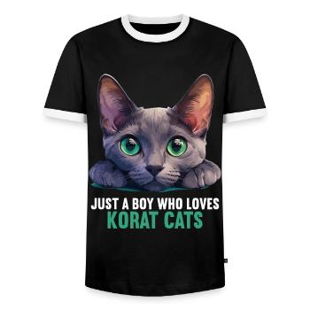 Korat Chaton Korat Chat - T-shirt contrasté Homme - noir/blanc - Devant - AI Model Female 172 light (172cm) & AI Model Male 178 light (178cm)