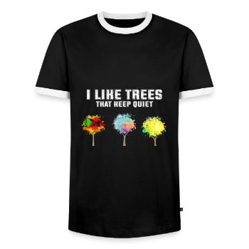 Arbres silencieux Silence humoristique - T-shirt contrasté Homme - noir/blanc - Devant - AI Model Female 172 light (172cm) & AI Model Male 178 light (178cm)