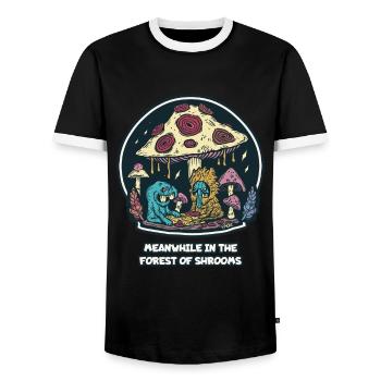 Mittlerweile im magischen Wald der Pilze - Männer Kontrast-T-Shirt - Schwarz/Weiß - Vorne - AI Model Female 172 light (172cm) & AI Model Male 178 light (178cm)