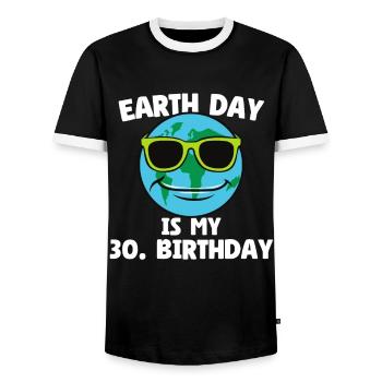 Earth Day Is My 30. Birthday - 30. Geburtstag 1994 - Männer Kontrast-T-Shirt - Schwarz/Weiß - Vorne - AI Model Female 172 light (172cm) & AI Model Male 178 light (178cm)