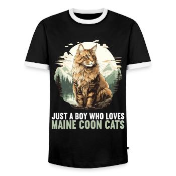 Maine Coon Chaton Maine Coon Chat - T-shirt contrasté Homme - noir/blanc - Devant - AI Model Female 172 light (172cm) & AI Model Male 178 light (178cm)