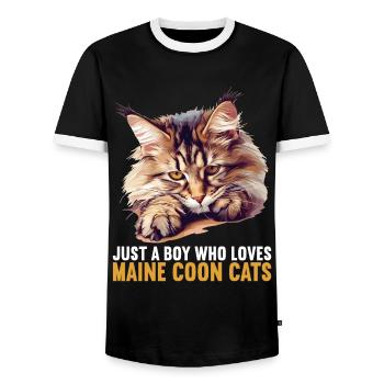 Maine Coon Chaton Maine Coon Chat - T-shirt contrasté Homme - noir/blanc - Devant - AI Model Female 172 light (172cm) & AI Model Male 178 light (178cm)