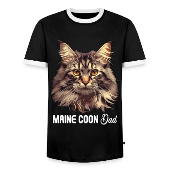 Maine Coon Kätzchen Maine Coon Katze - Männer Kontrast-T-Shirt - Schwarz/Weiß - Vorne - AI Model Female 172 light (172cm) & AI Model Male 178 light (178cm)