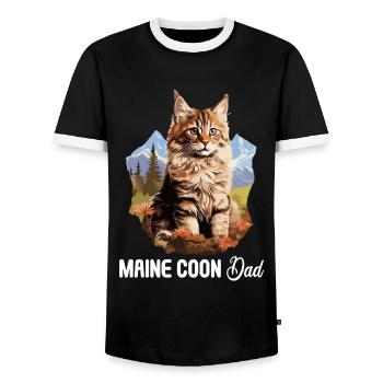 Maine Coon Kätzchen Maine Coon Katze - Männer Kontrast-T-Shirt - Schwarz/Weiß - Vorne - AI Model Female 172 light (172cm) & AI Model Male 178 light (178cm)
