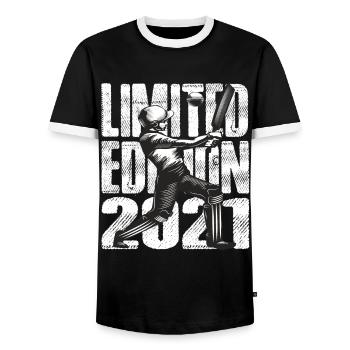 Limited Edition 2021 Limited Edition Cricket - Men's Ringer Shirt - black/white - Front - AI Model Female 172 light (172cm) & AI Model Male 178 light (178cm)