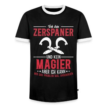 Precision instead of magic - Men's Ringer Shirt - black/white - Front - AI Model Female 172 light (172cm) & AI Model Male 178 light (178cm)