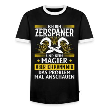 Precision instead of magic - Men's Ringer Shirt - black/white - Front - AI Model Female 172 light (172cm) & AI Model Male 178 light (178cm)