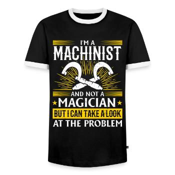 Precision instead of magic - Men's Ringer Shirt - black/white - Front - AI Model Female 172 light (172cm) & AI Model Male 178 light (178cm)