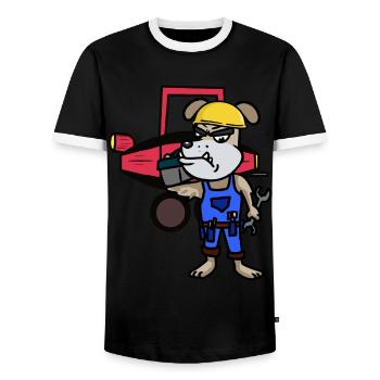 Dog Workshop Car Repair Profession Job - Men's Ringer Shirt - black/white - Front - AI Model Female 172 light (172cm) & AI Model Male 178 light (178cm)