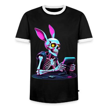 Osterhase Gamer und Gaming Streetwear Design - Männer Kontrast-T-Shirt - Schwarz/Weiß - Vorne - AI Model Female 172 light (172cm) & AI Model Male 178 light (178cm)