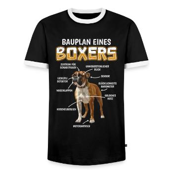 Deutscher Boxer BLUEPRINT OF A BOXER Lustiges - Männer Kontrast-T-Shirt - Schwarz/Weiß - Vorne - AI Model Female 172 light (172cm) & AI Model Male 178 light (178cm)