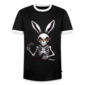 Easter Bunny Gamer & Gaming Streetwear Iconic - Men's Ringer Shirt - black/white - Front - AI Model Female 172 light (172cm) & AI Model Male 178 light (178cm)