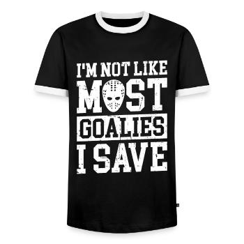 Gant de gardien de but de hockey sur glace Rondelle d’économie - T-shirt contrasté Homme - noir/blanc - Devant - AI Model Female 172 light (172cm) & AI Model Male 178 light (178cm)