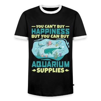 You Can't Buy Happiness But Supplies - - Men's Ringer Shirt - black/white - Front - AI Model Female 172 light (172cm) & AI Model Male 178 light (178cm)