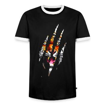 Tiger Eye Claw Safari Zoo Wildlife Tier - Männer Kontrast-T-Shirt - Schwarz/Weiß - Vorne - AI Model Female 172 light (172cm) & AI Model Male 178 light (178cm)