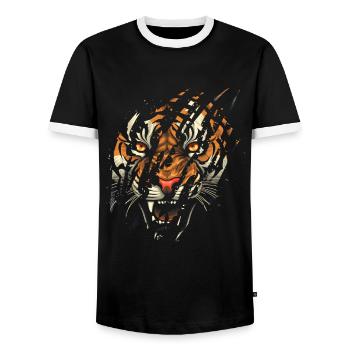 Tiger Eye Claw Safari Zoo Wildlife Tier - Männer Kontrast-T-Shirt - Schwarz/Weiß - Vorne - AI Model Female 172 light (172cm) & AI Model Male 178 light (178cm)