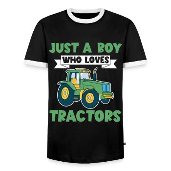 Traktorjunge Junger Bauer Traktorliebhaber - Männer Kontrast-T-Shirt - Schwarz/Weiß - Vorne - AI Model Female 172 light (172cm) & AI Model Male 178 light (178cm)